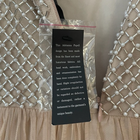 Adrianna Papell Anthropologie Champagne Bryce Beaded Gown Dress Sz 2 NWT - Picture 12 of 14